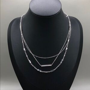 Kendra Scott Addison Triple Strand Layered Necklace - Rhodium Plated Silver